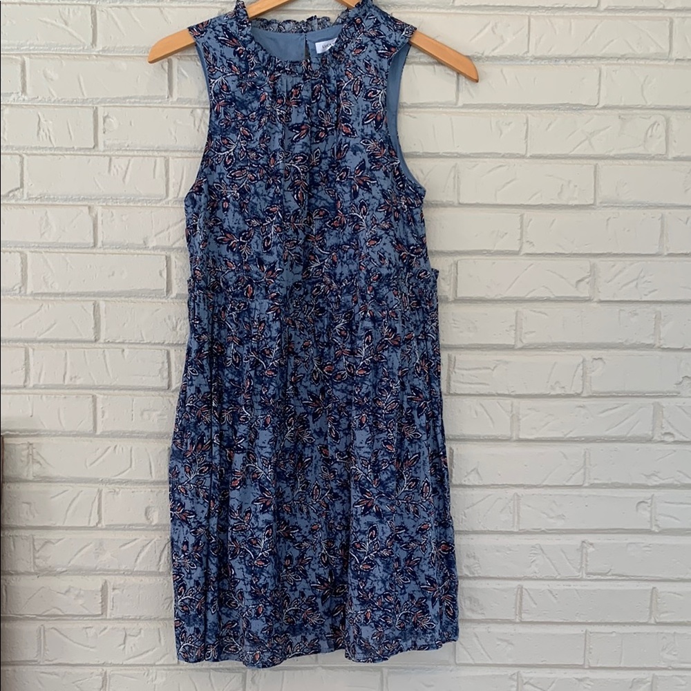 Floral Sleeveless Blue Dress